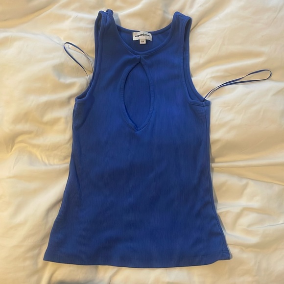 superdown Tops - Super down blue keyhole top